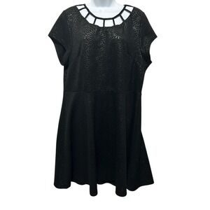 Y2K‎ Wet Seal Plus Dress 2X Black Babydoll Cage Neck Textured Floral Going Out